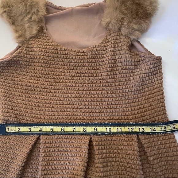 Authentic Rabbit Fur A-Line Mini Scoop Neckline Stretch Dress Brown Small - Picture 11 of 13